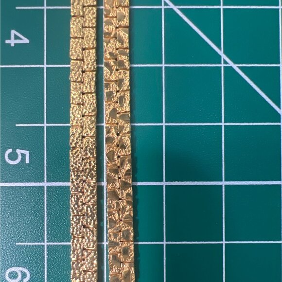 Vintage Unisex 24" Gold-Tone Nugget Textured Chain Necklace Fold-over Clasp - Picture 6 of 8